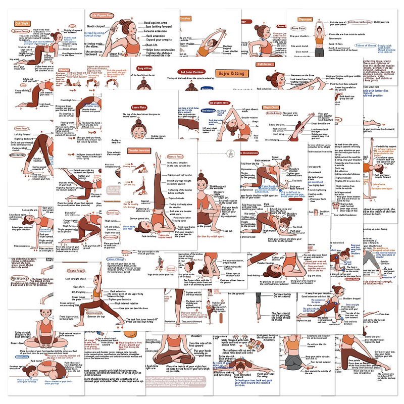 41 English Yoga Stickers Cross-Border Creative Laptop Notebook Mobile Phone Case Thermos Cup Decorative Stickers 41 English Yoga Stickers Cross-Border Creative Laptop Notebook Mobile Phone Case Thermos Cup Decorative Stickers