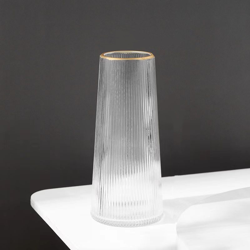 Vertical transparente estampado oro