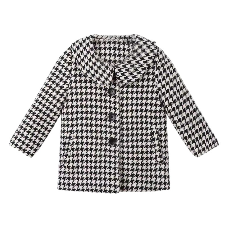 Cross-Border Children's Clothing, Girls' Autumn and Winter Woolen Coats, Children's Woolen Overcoats, Baby Girls' Plaid Tops, Thickened Clothing