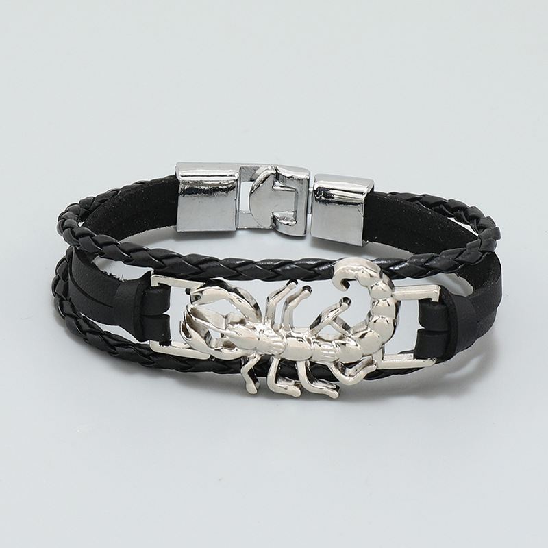 1 Piece Simple Style Scorpion Pu Leather Patchwork Menu0027S Bracelets