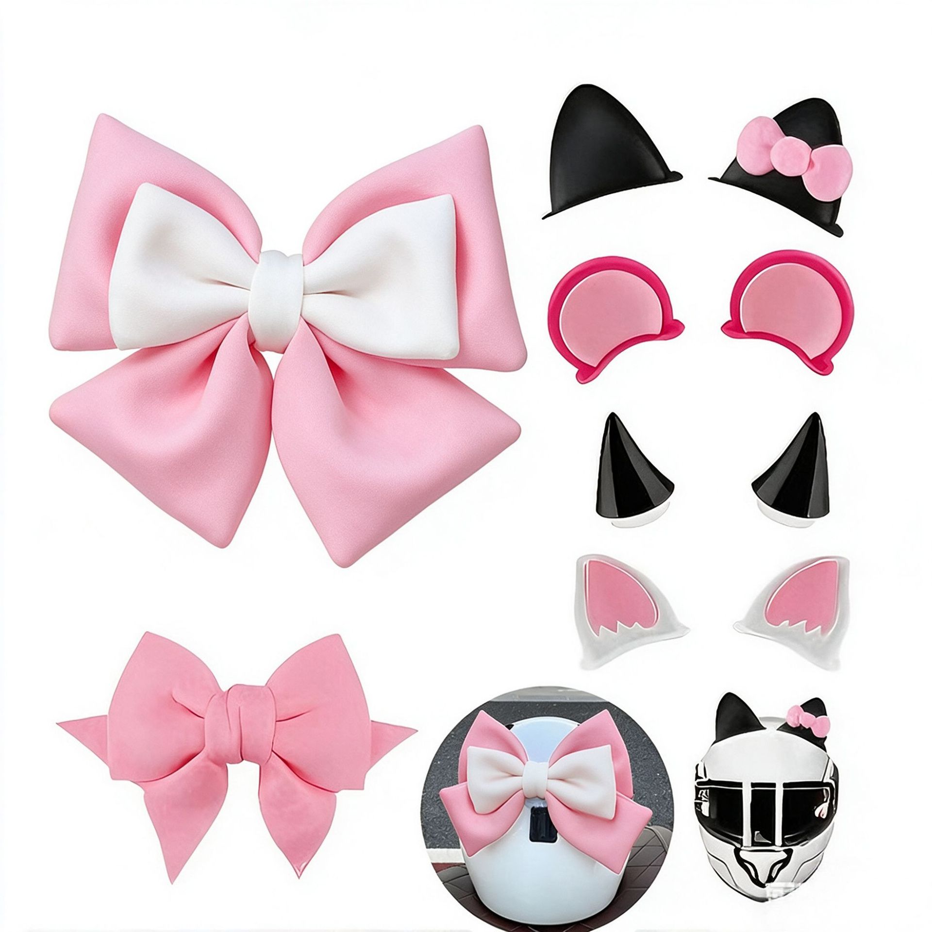 Bow Tie Electric Vehicle Motorcycle Decorative Helmet Accessories Rear Accessories Horn Cat Ears Devil Wings Set