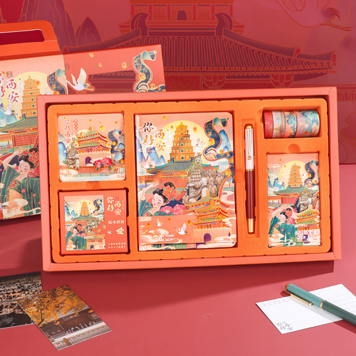 City tourist attractions landmarks Chinese style hand ledger set stationery gift box Hangzhou Shanghai Xi'an Beijing diary