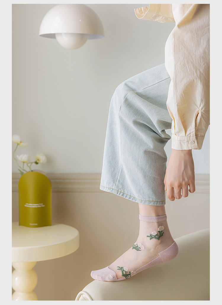 Femmes Mignon Fleur Coton Cheville Chaussettes Une Paire display picture 2