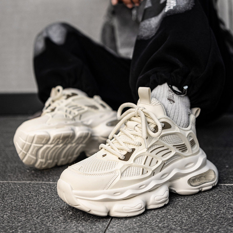Giày sneaker nam cổ thấp buộc dây đế dày bọc da phong cách thời trang, giày thể thao tăng chiều cao — Cà phê ZS-F 8965m, ZS-F8965 Xingka, ZS-F8965 màu đen