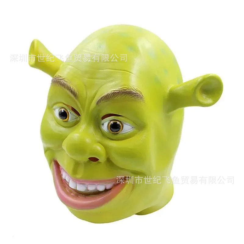 Halloween horror Shrek máscara de cabeza de monstruo verde cosplay baile extraño cabeza verde fábrica al por mayor