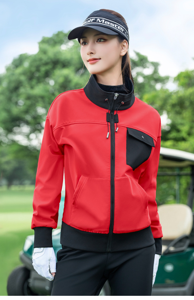 Áo khoác golf nữ dài tay chống thấm lót lông cừu ấm áp — YF810-Áo khoác đỏ [Lớp lót lông cừu/Chống lạnh và ấm/Vải chống thấm nước] chi tiết 12