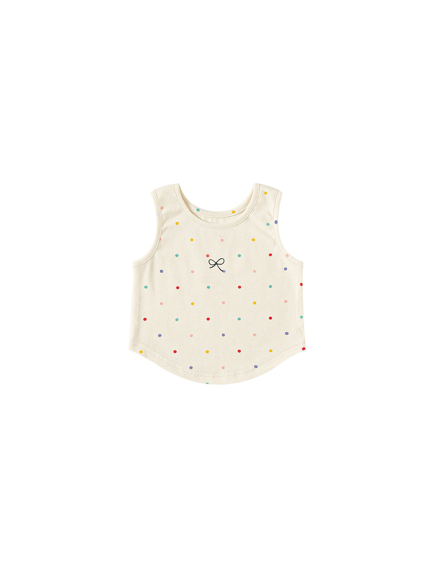 Youbao ropa para niños verano nuevo estilo ropa para niños tops de moda chaleco con lazo color lunares camiseta camisola para niñas
