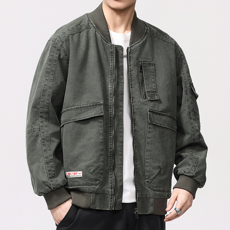 Spring and Autumn 2025 New Heavy Cotton Baseball Collar Jacket Men's Trendy Brand Aviator Overalls Jacket