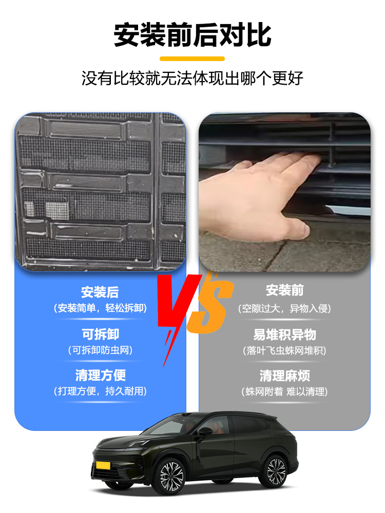 Suitable for 26 Models of Lynk & Co 08 Insect-Proof Net Front Grille Water Tank Buckle Protective Cover Insect-Proof Catkin Modification Accessories