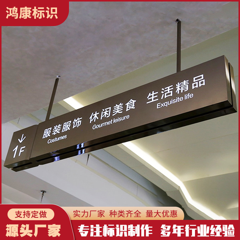 商场吊牌吊式发光导向标识牌医院吊牌双面发光灯箱LED镂空灯箱