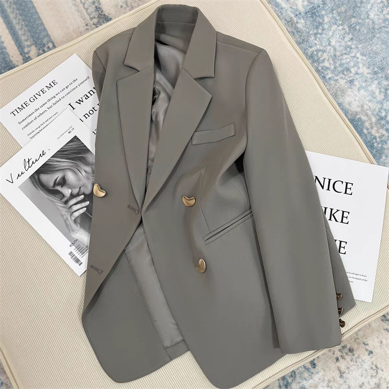 Qadın üçün boz blazer, Koreya üslubu, yaz-payız kolleksiyası