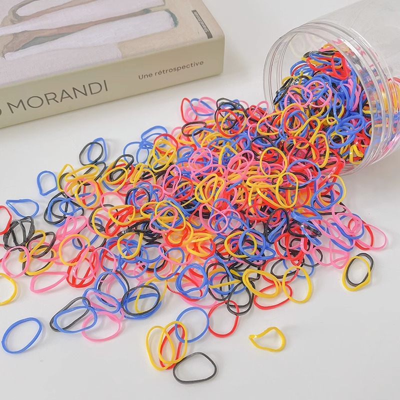 Banda de goma desechable para el cabello no lastimado Anillo de goma para trenza de niña Banda de goma Color Valor de alta cuerda elástica para el cabello Tocado