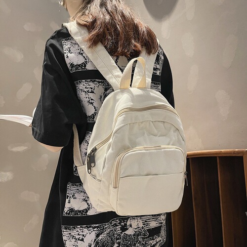 Artistic Small Shoulder Bag, Japanese Minimalist Casual Style Small Backpack,  Summer New Washed Canvas School Bag
