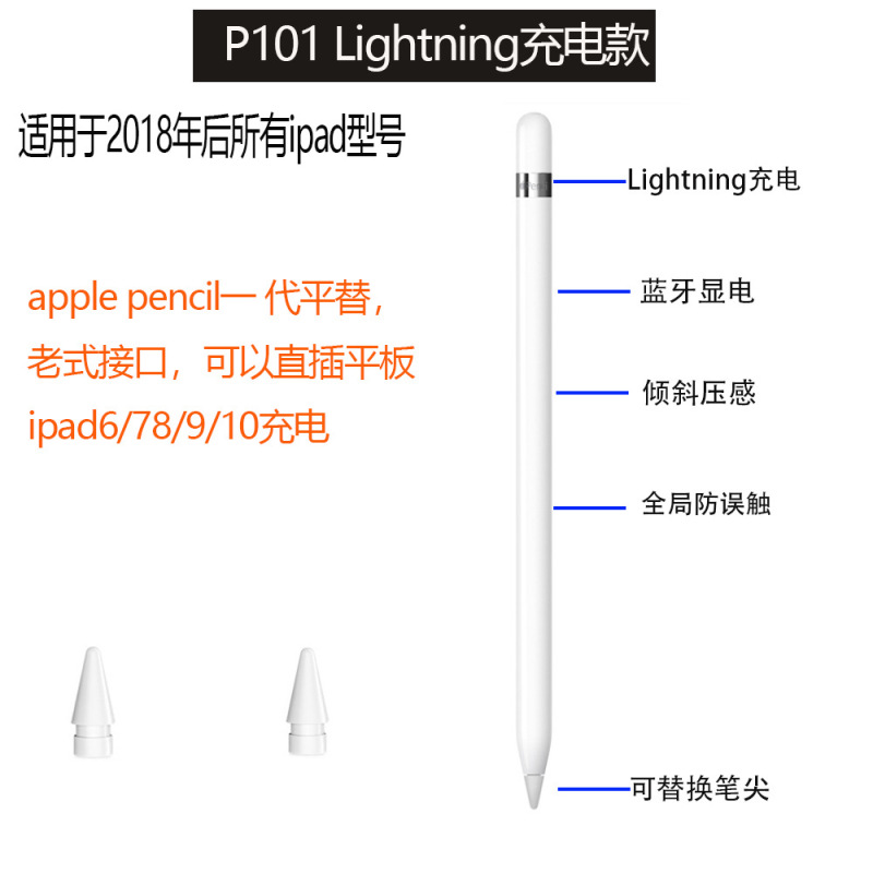 Appleのスタイラスペンに適合、iPad専用タッチスクリーンペン、第3世代アップグレード、磁気充電、誤操作防止、Bluetooth対応手書きペン|undefined