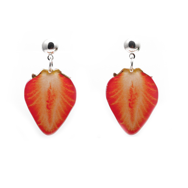 Europa y América transfronteriza de verano tridimensional de acrílico fruta fresa Stud pendientes mujer seta pendientes Mujer