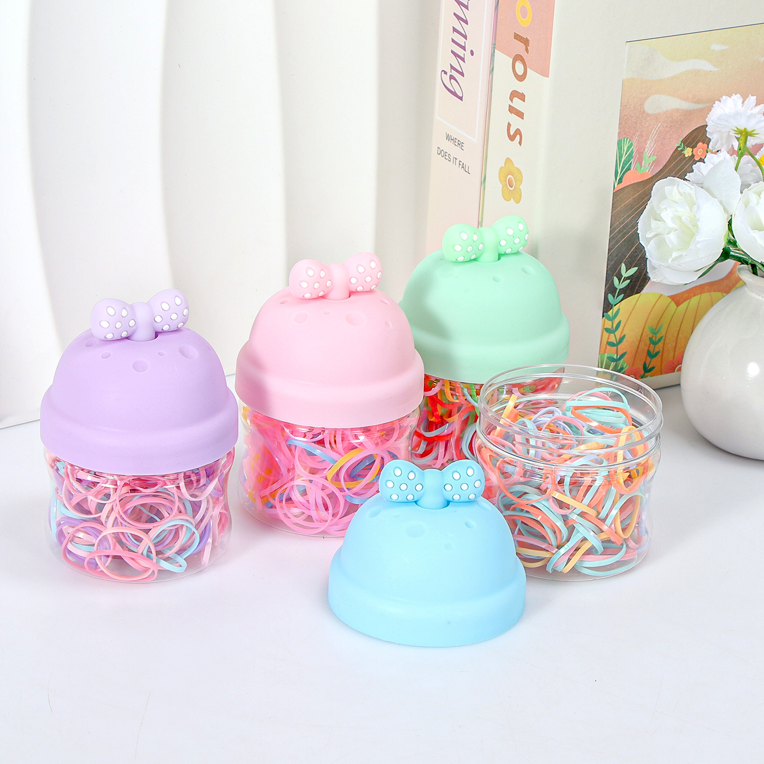 Banda de goma negra para niños, alto valor elástico, duradero, lazo para el cabello, no daña el cabello, anillo para el cabello de goma, accesorios para la cuerda para la cabeza, puesto