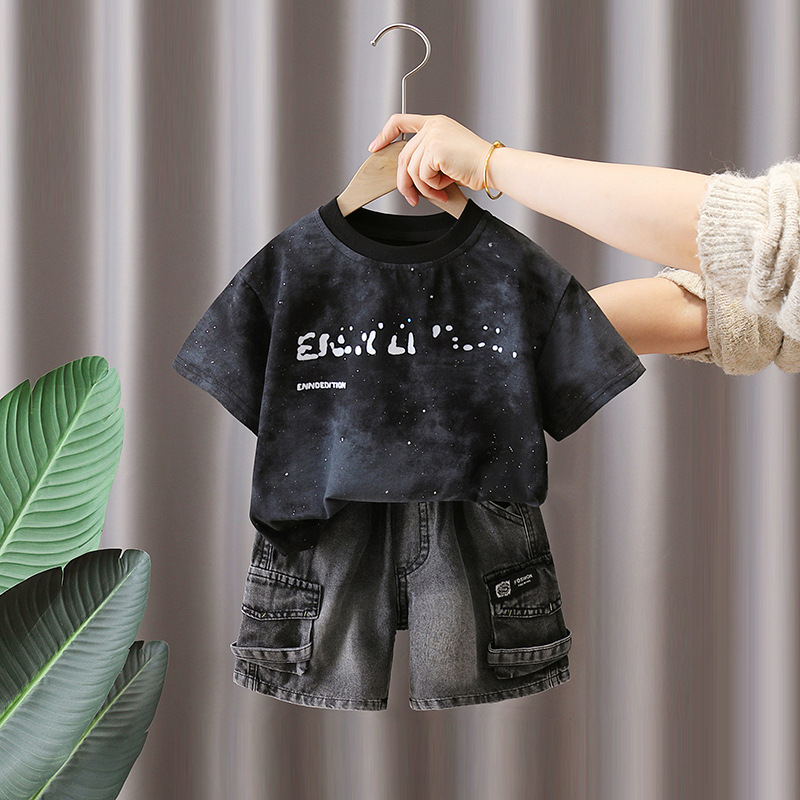 7131 ropa para niños traje para niños verano coreano camiseta de manga corta pantalones cortos estilo de verano para niños