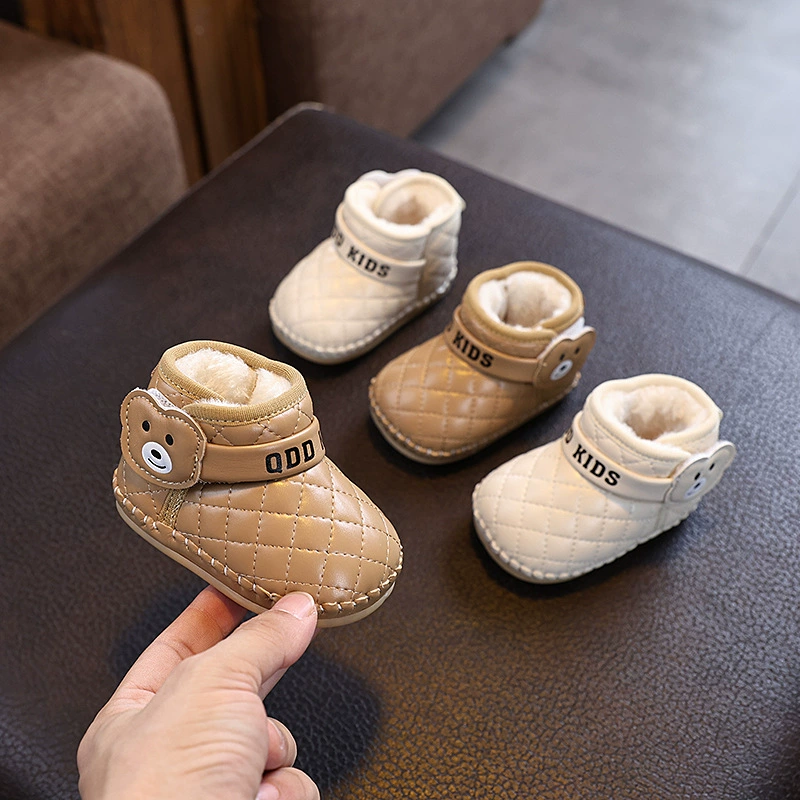 Осенние и зимние детские снежные сапоги для девочек с бархатной хлопчатобумажной обувью