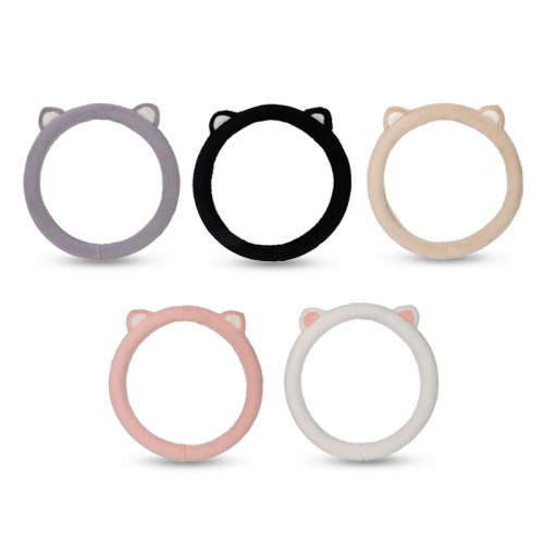 Cartoon cute cat ears car steering wheel cover winter European mink plush car antifreeze warm steering wheel cover