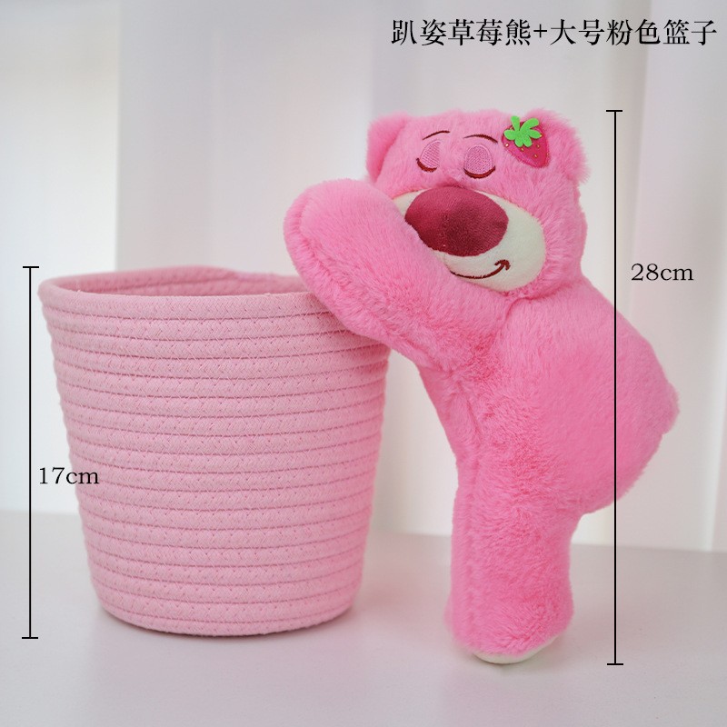 Cesta de Mimbre para Arreglos Florales, Diseño de Oso Abrazando Castañas, Estilo Hada, Material para Manualidades DIY