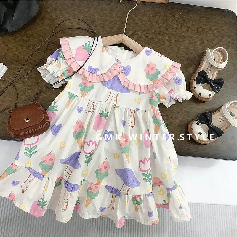 Summer short sleeve dress, children's skirt, cute small princess costume