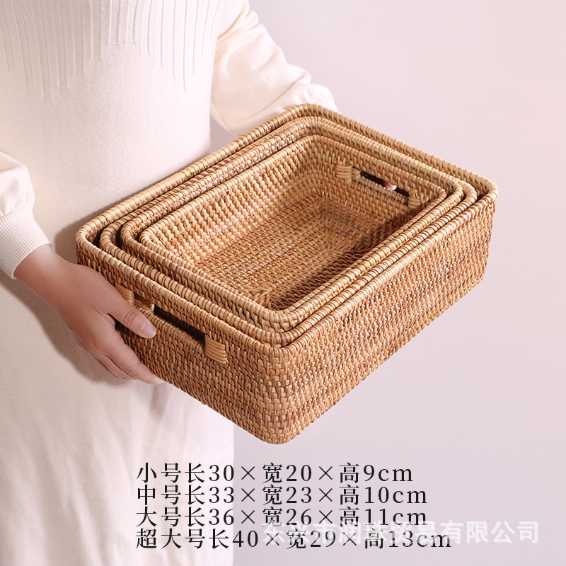 Cesta de almacenamiento de caña pan pan al vapor cesta de frutas caseras cestas de almacenamiento de verduras cestas de bambú cestas de picnic snack