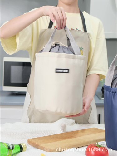 Large Aluminum Foil Insulated Round Lunch Bag with Handle, Perfect for Work Commutes and Meal Prep