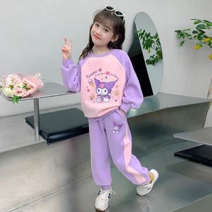 Girls Casual Suit Spring and Autum New Fashionable Children's Clothing Fashionable Little Girl Sports Style Sweatshirt Two-Piece Spring Suit