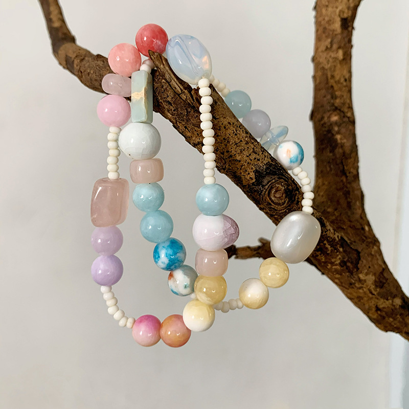 Chinoiserie Geometric Agate Beaded Bracelets