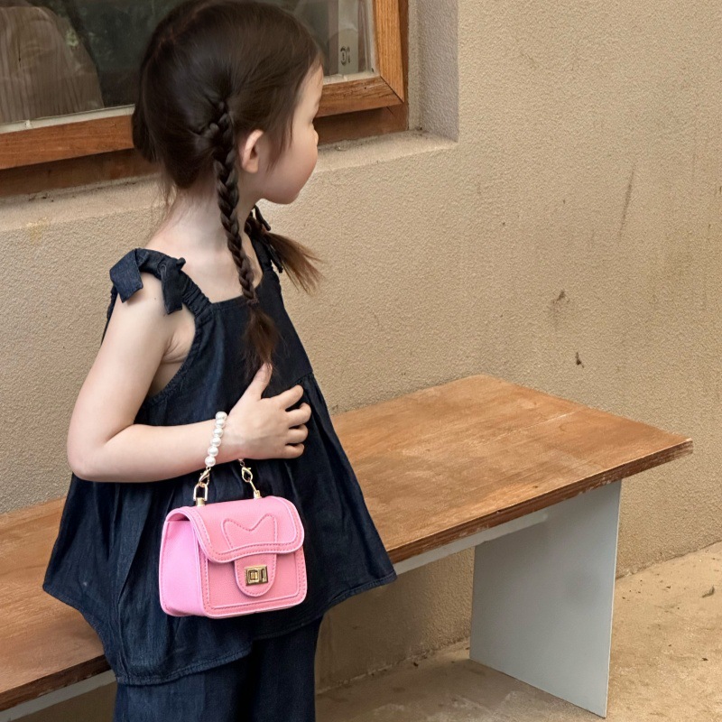 Estilo occidental princesa perla bolso cadena de moda mini bolso de hombro para niños y niñas 2025 nuevo bolso para niños de comercio exterior