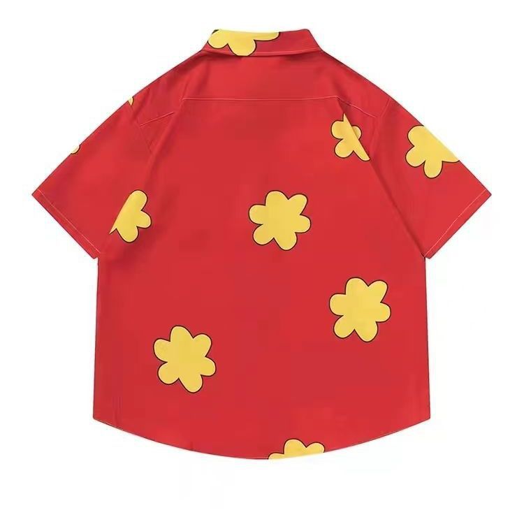 Vintage vintage girasol viaje Hawaiano lindo estilo de Hong Kong suelta casual hombres y mujeres de manga corta Camisa floral