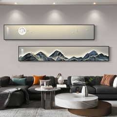 客厅装饰画现代轻奢沙发背景墙挂画背有靠山高级感大气山水画壁画