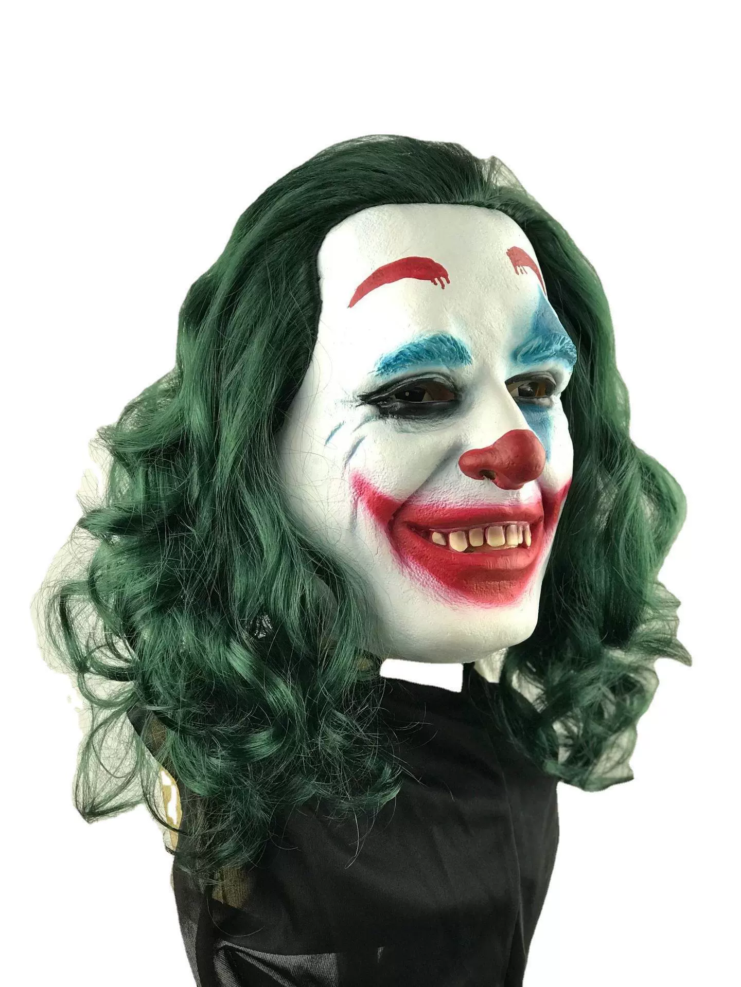 Хэллоуинская маска клоуна с зелеными волосами JOKER латексная істинная деталь, хоррор танцевальное изделие