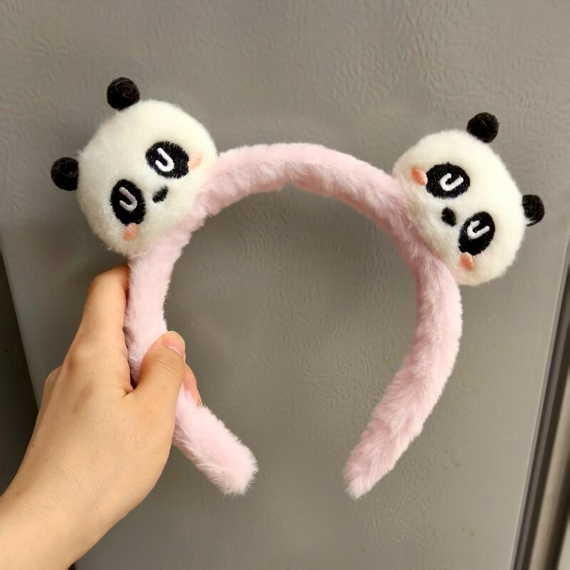 卡通毛绒熊猫发箍女洗脸化妆敷面膜发卡防滑头箍发捆发饰秋冬头饰|undefined