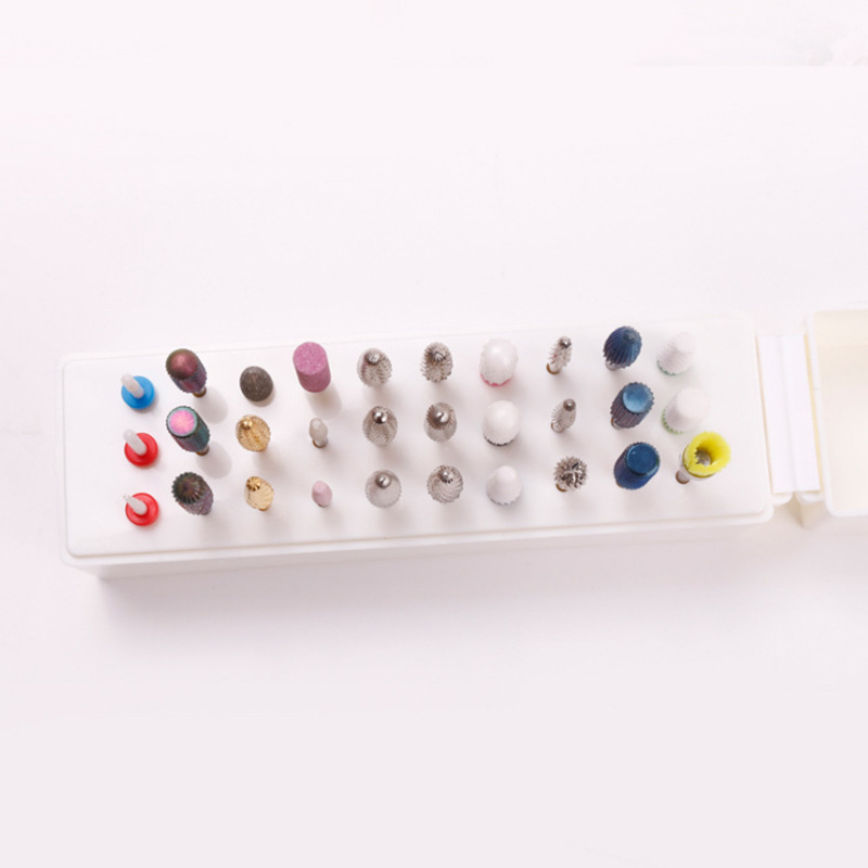 Caja de almacenamiento de manicura de 30 hoyos soporte de exhibición de cabezal de molienda de manicura caja de acabado de almacenamiento de broca de 2,35 hoyos caja de herramientas de manicura