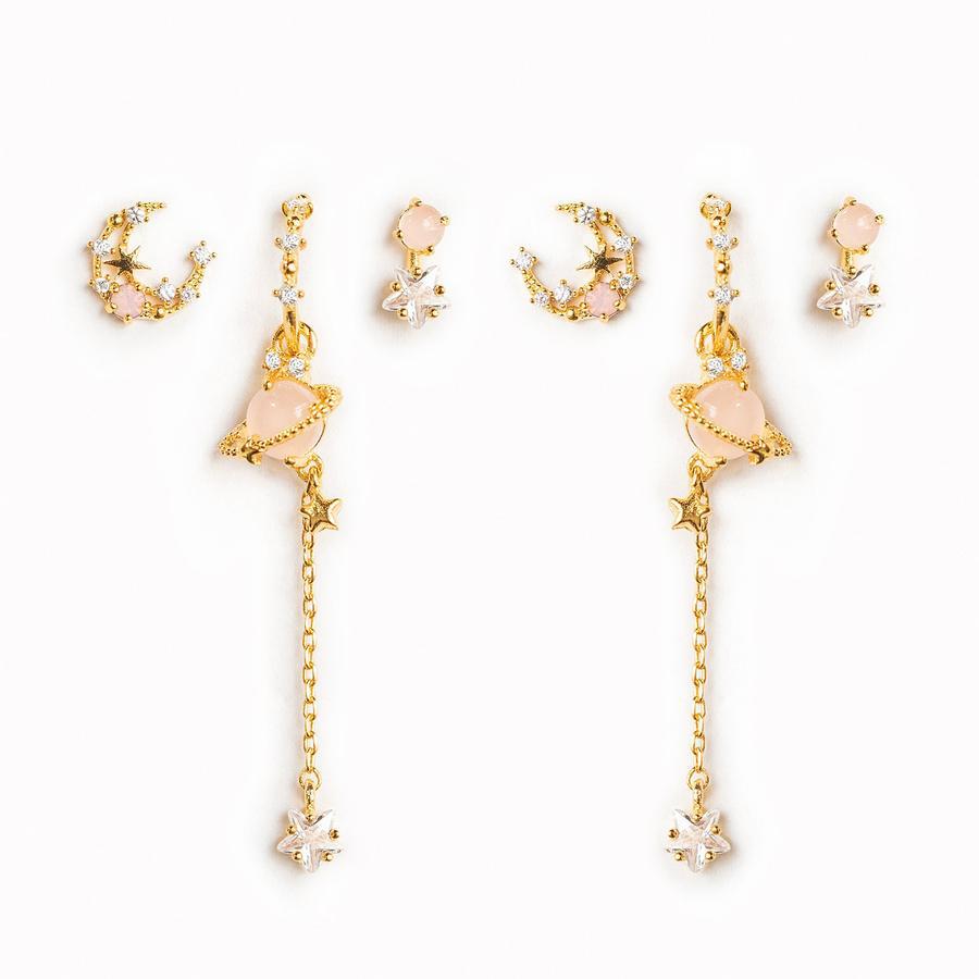 Sweet Star Tassel Brass Earrings Plating Zircon Copper Earrings display picture 6