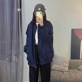 2026秋季新款怪兽眼睛拉链宽松棒球飞行员夹克外套男女同款