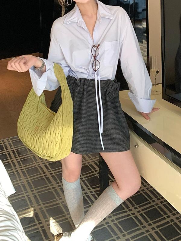 槿一 抽褶半身裙女秋季新款复古花苞裙短裙辣妹短款A字裙裙子2025|undefined