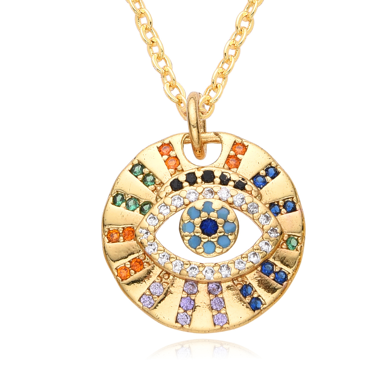 14g Weight Copper Pendant Material Zircon Inlay Material Pendant Necklace Classification Copper Chain Material cable chain Chain Type 1 Piece Quantity Holiday, Daily Occasion Copper Material Eye Pattern Women's Gender Inlay Design Shiny, IG Style Style Copper Inlay Eye Zircon Pendant Necklace 9