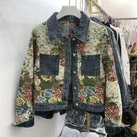 韩国花色牛仔短外套女夹克春秋新款韩范百搭短款上衣潮