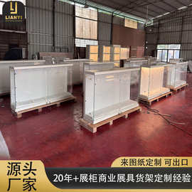跨境珠宝柜定制白色烤漆博物馆珠宝玻璃展示柜双开门首饰悬挂柜子