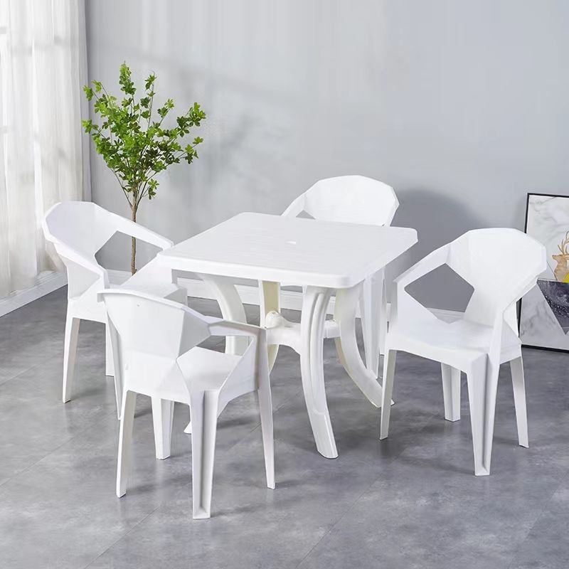 塑料桌椅户外pp椅子夜市烧烤圆桌加厚成人沙滩大排档啤酒桌椅组合