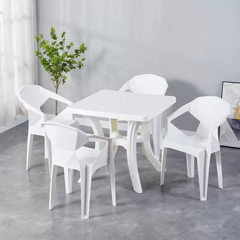 塑料桌椅户外pp椅子夜市烧烤圆桌加厚成人沙滩大排档啤酒桌椅组合