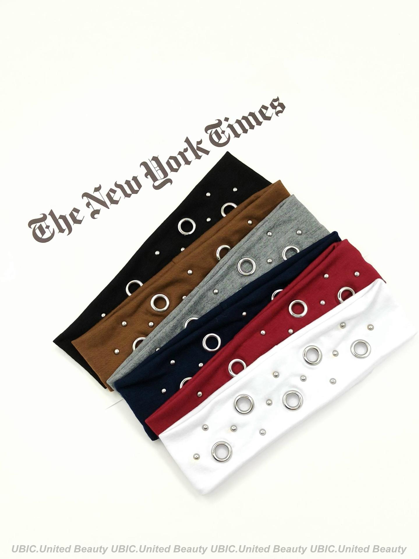 HW250803-44x6cm朋克风5气眼11钉扣头带-IM