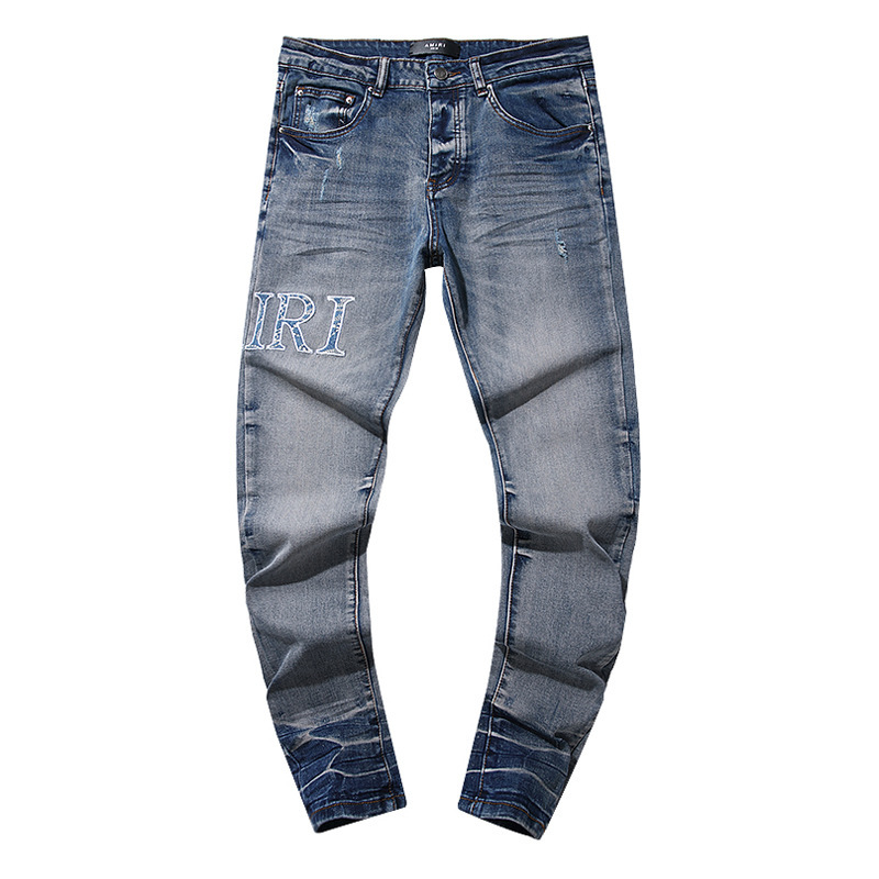 跨境欧美PurpleBrand牛仔裤jeans水洗做旧复古破洞泼墨潮流直筒|undefined