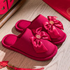 Demi-season festive slippers for beloved with bow for bride