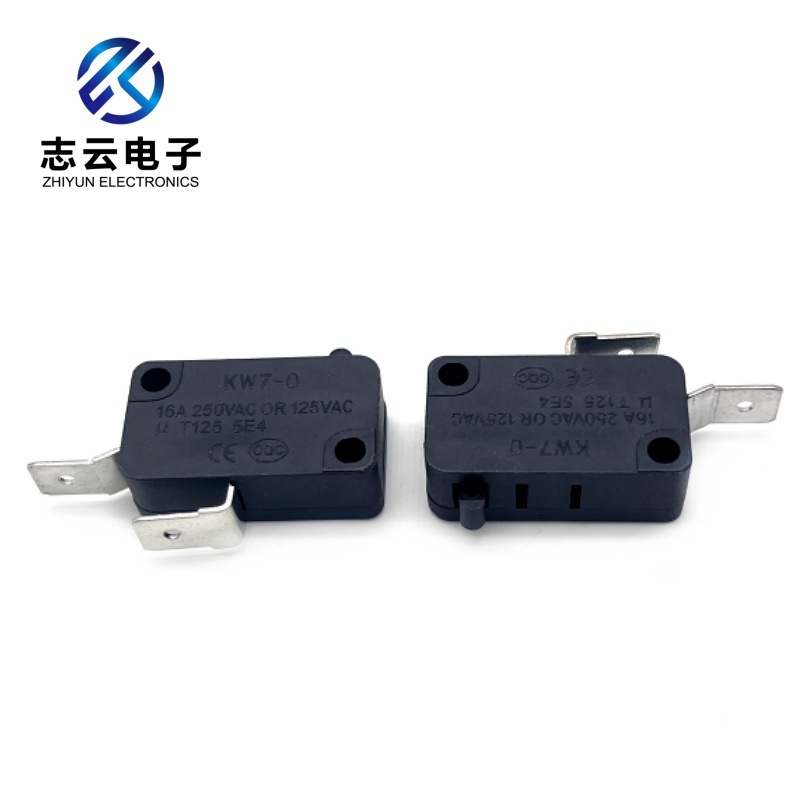 厂家直供6.3插脚按下去通电微动开关KW7-0包用两年/微动开关