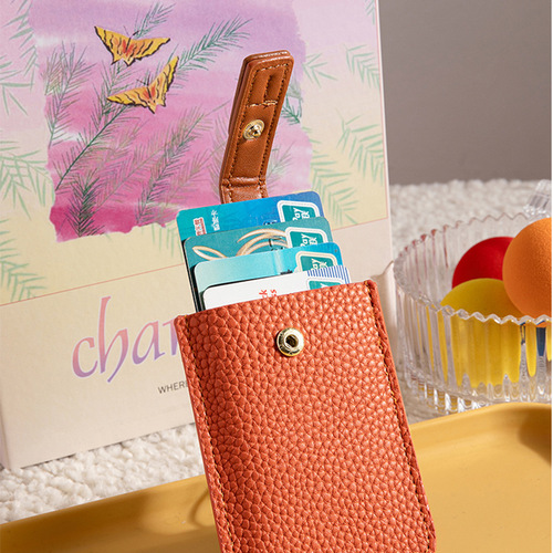 Pull-out anti-magnetic card bag for women, small, ultra-thin, mini one-piece card bag,  new niche design card bag