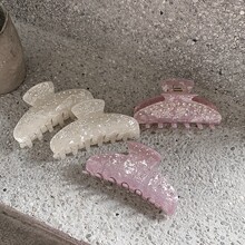 重工满钻 ins温柔粉色抓夹中号半扎发 人鱼色少女盘发鲨鱼夹发抓