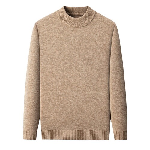 Men's knitted sweater, solid color, long-sleeved, half-high-collar, men's cardigan, casual, fashionable, all-matching skin-friendly sweater, men